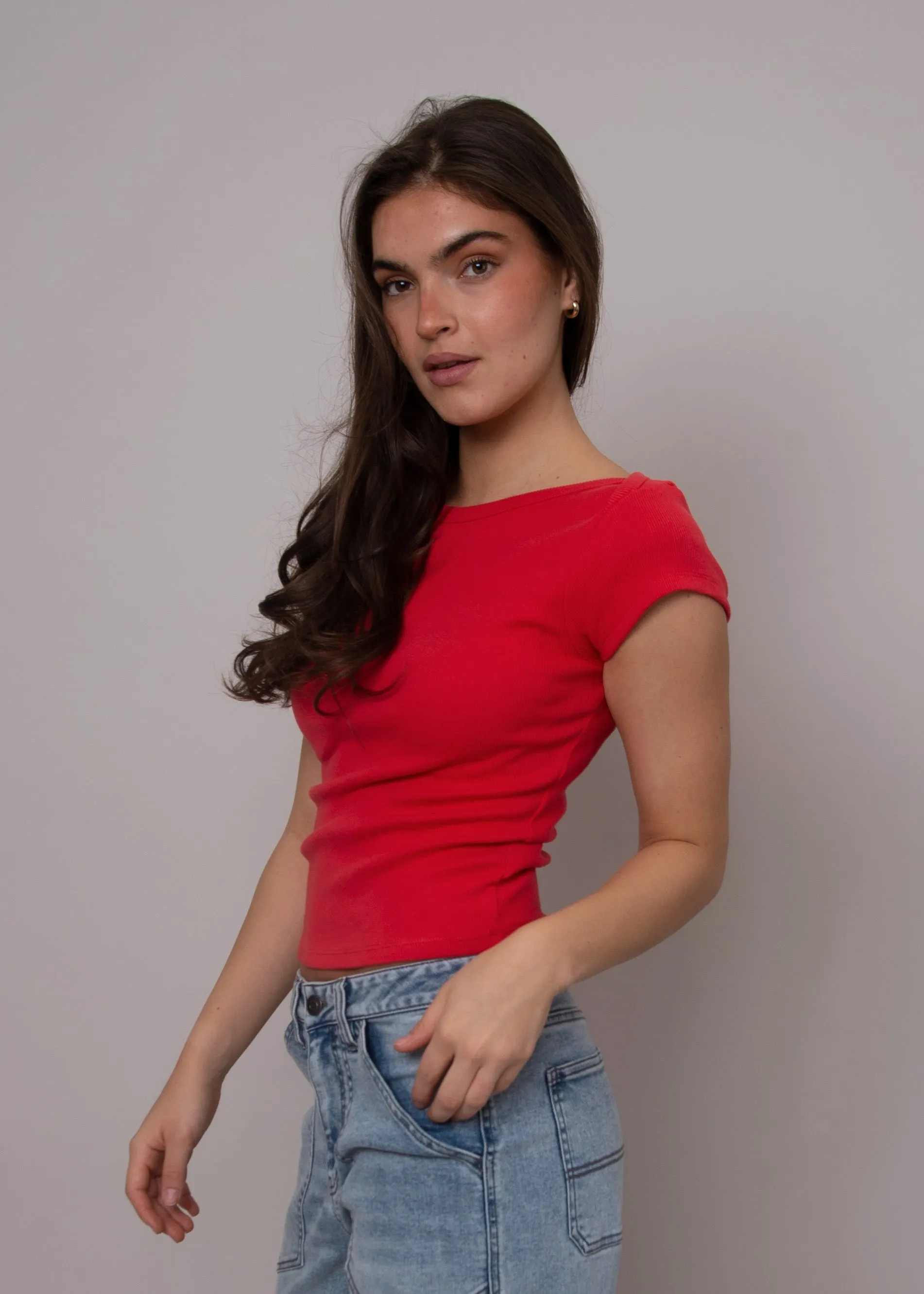 Kelly Boatneck Top-Cherry- Rd Style sold by Uforia Muse product image thumbnail 3