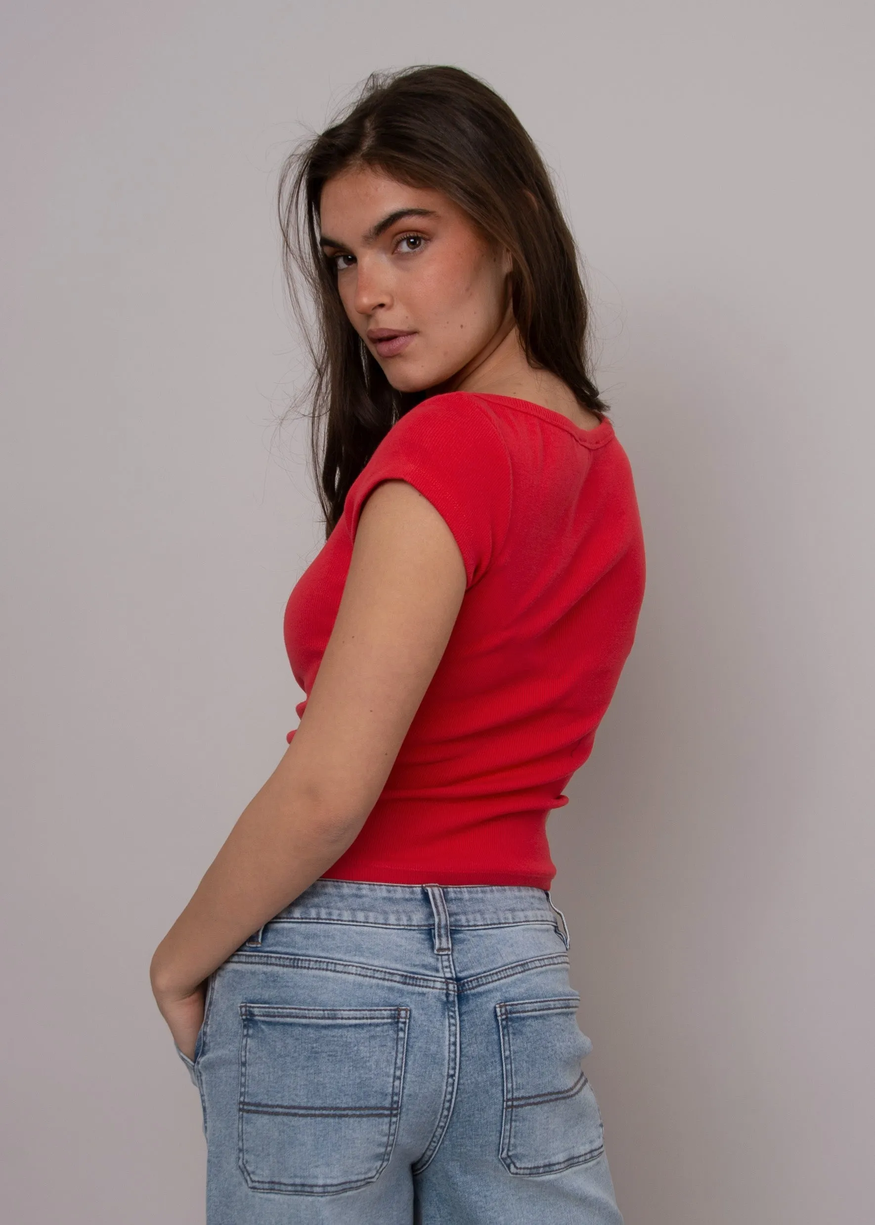 Kelly Boatneck Top-Cherry- Rd Style sold by Uforia Muse product image thumbnail 2