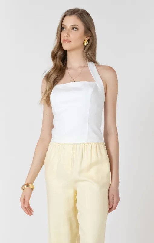 Ivory Halter Top-Black Tape made by Dex