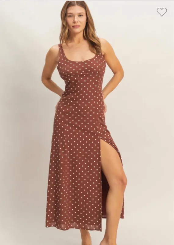 Mocha Polka Dot Dress made by HYFVE
