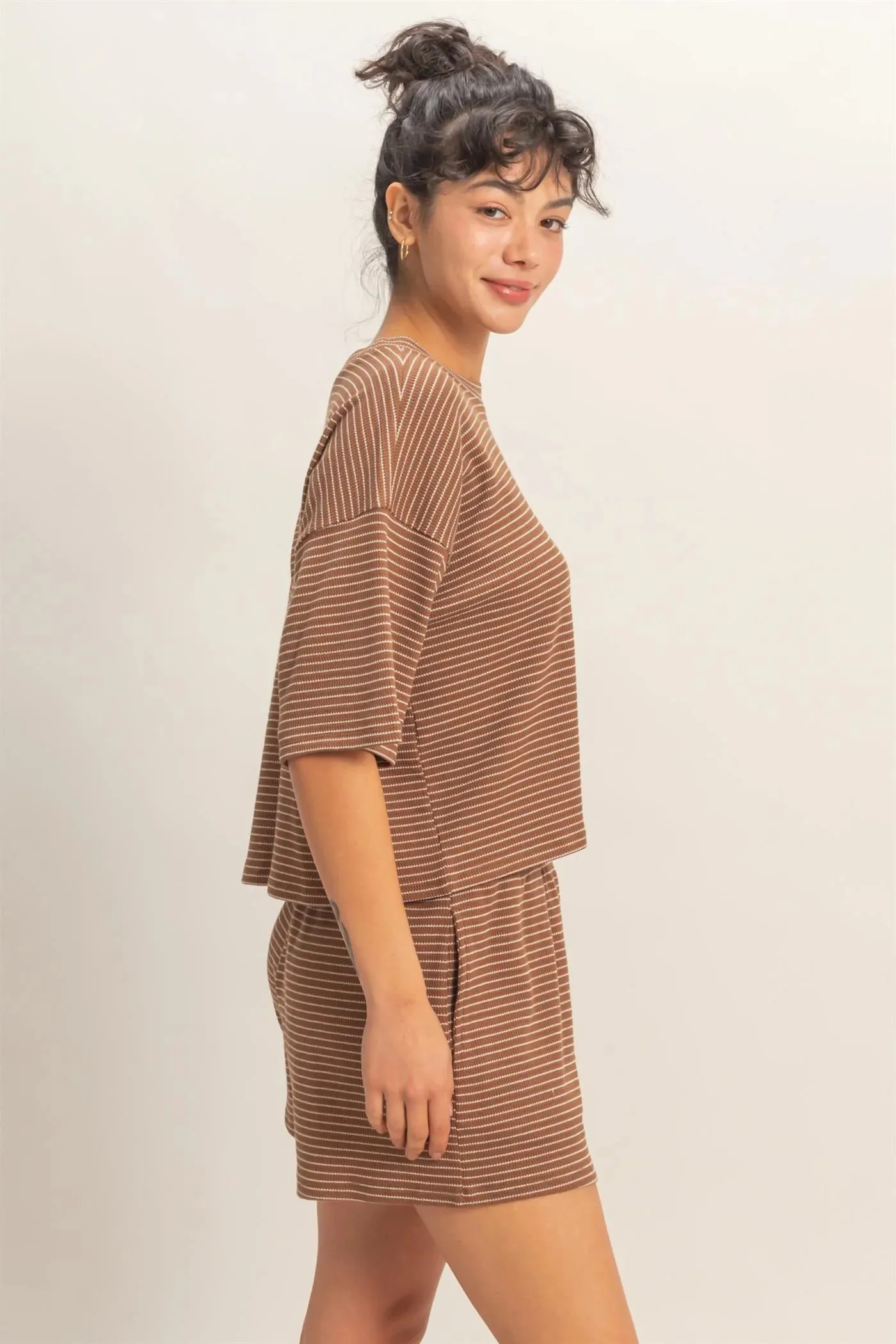 Chestnut Stripe Tee sold by Uforia Muse product image thumbnail 4