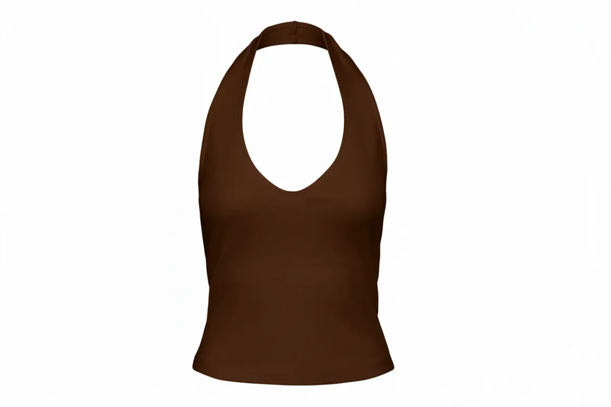 Malia Halterneck Top-Chocolate-Only made by Only