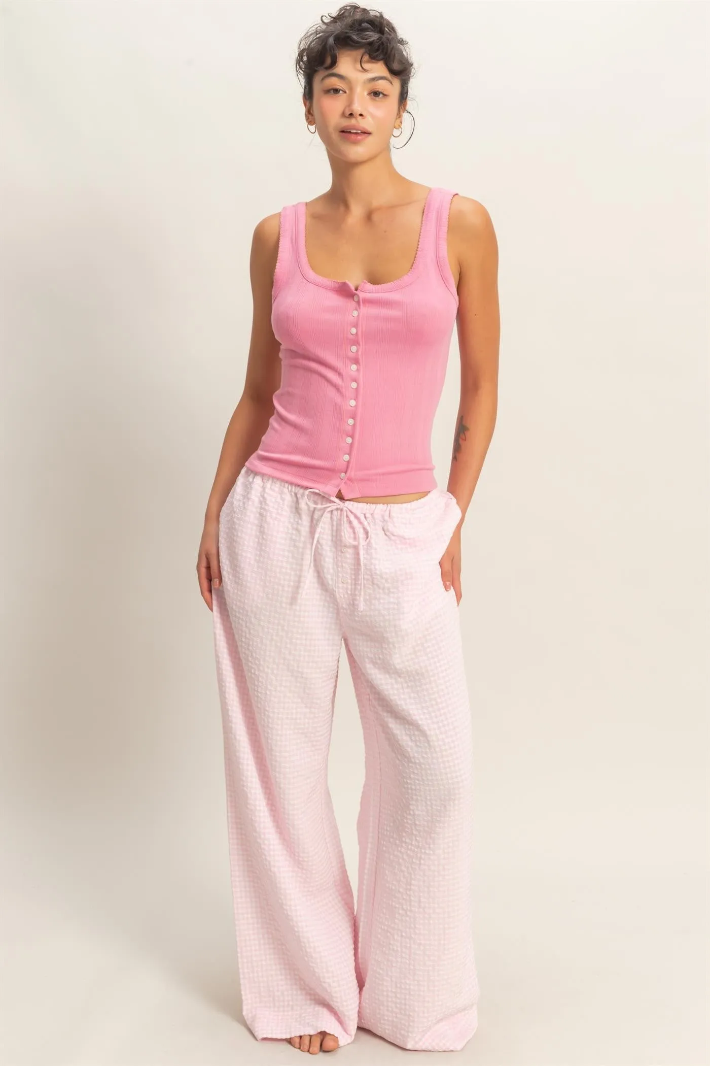 Pointelle Scoop Tank-PINK sold by Uforia Muse product image thumbnail 4