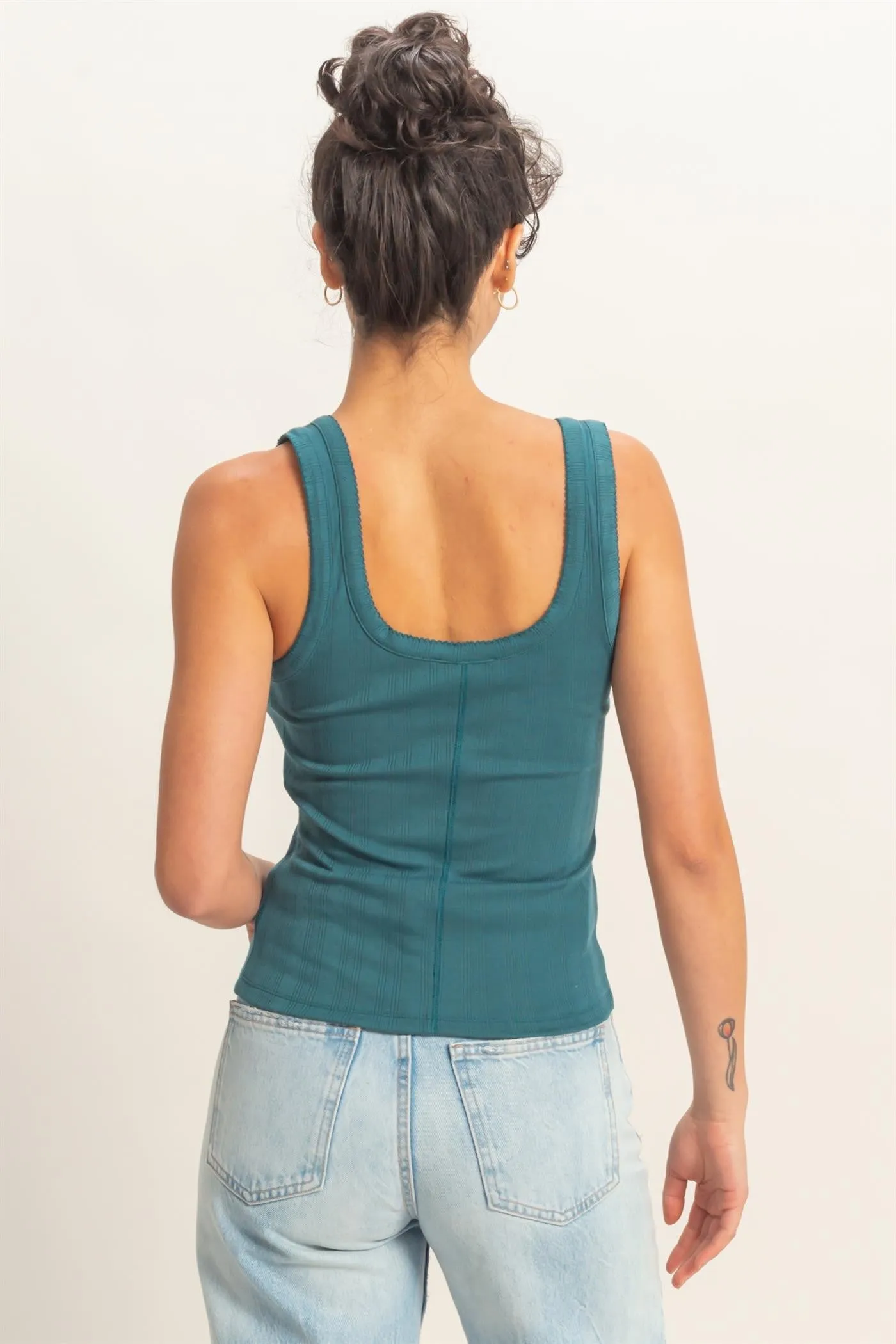 Pointelle Scoop Tank-Dark Teal sold by Uforia Muse product image thumbnail 2
