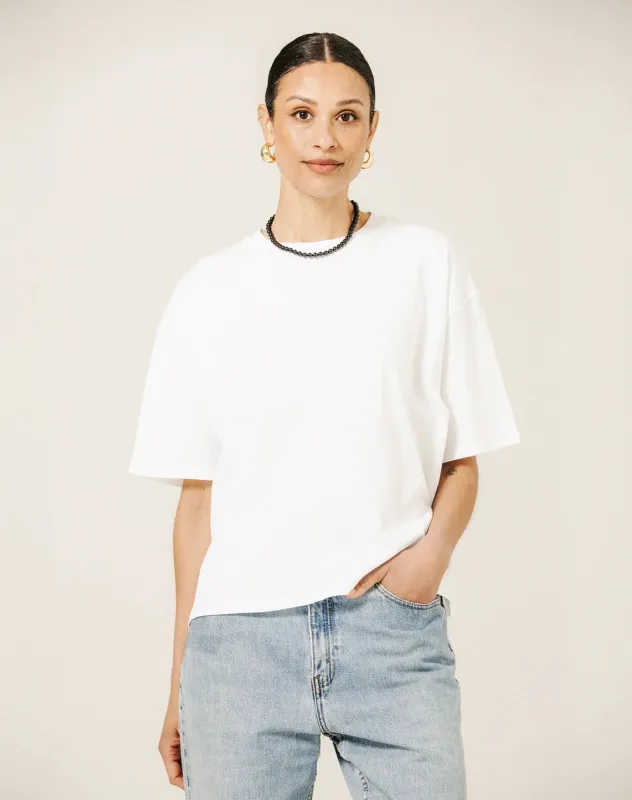 Boxy Tee- Brunette The Label- White made by Brunette The Label