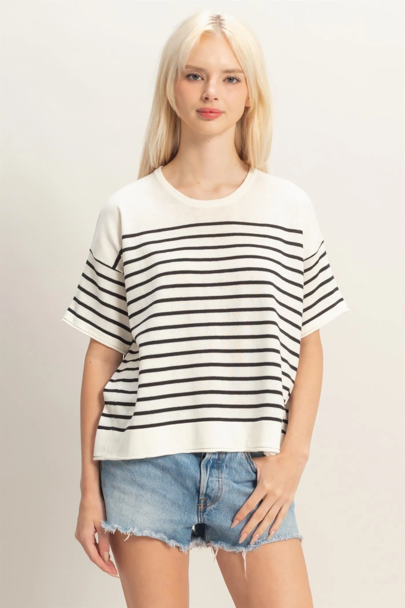 Riley Stripe Top- Blk Stripe sold by Uforia Muse product image thumbnail 4