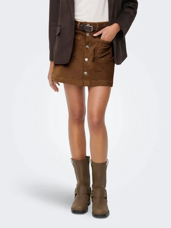 Amazing Cord Skirt- Bison-Only made by Only