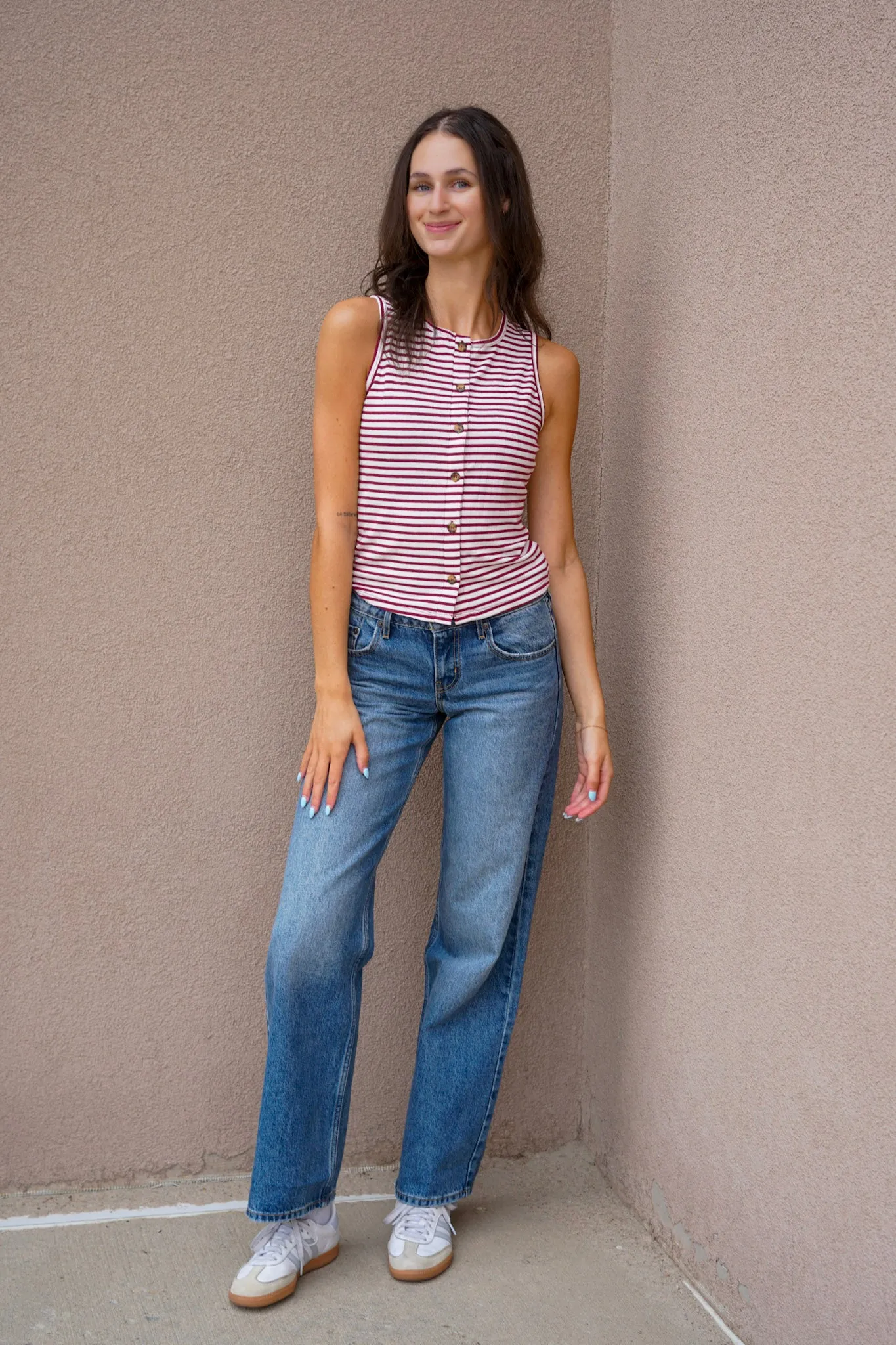 Striped Button Sleeveless Top sold by Uforia Muse product image thumbnail 3