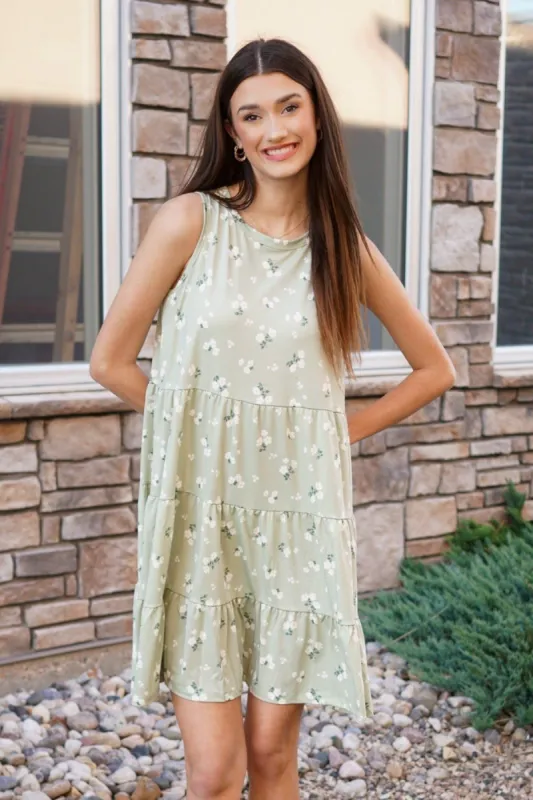 Flower Print Tiered Dress sold by Uforia Muse