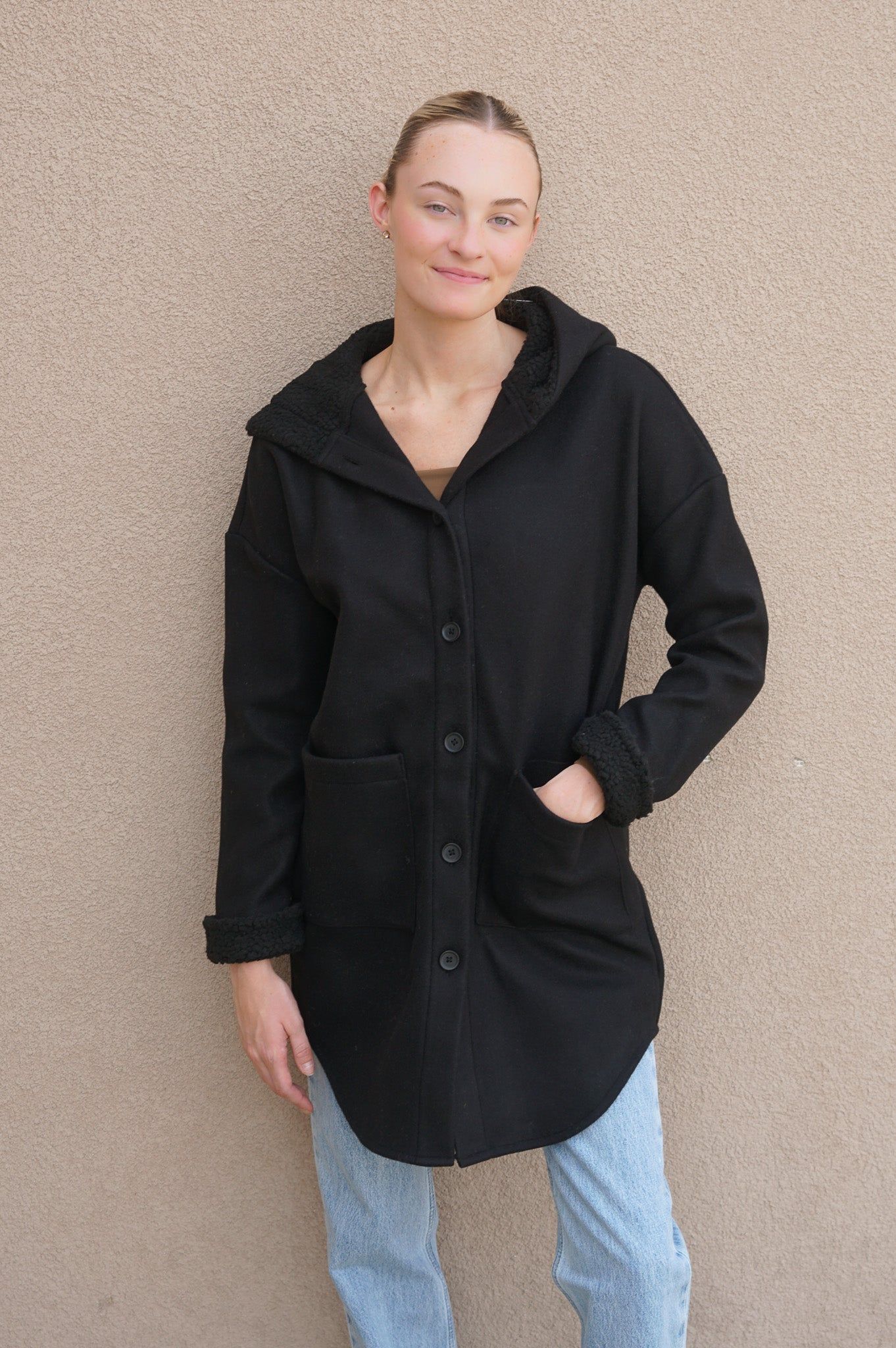 Bea -Solid Hooded Shacket- Rd Style sold by Uforia Muse product image thumbnail 2