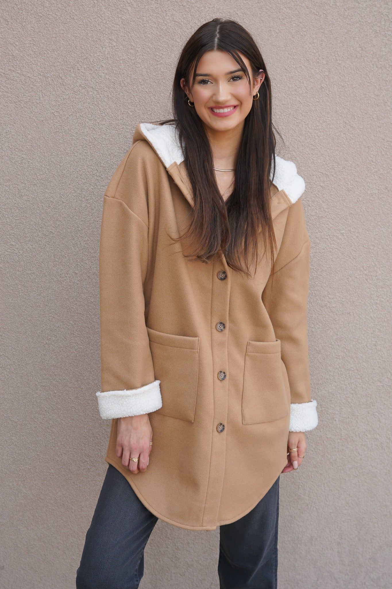 Bea -Solid Hooded Shacket- Rd Style sold by Uforia Muse product image thumbnail 3