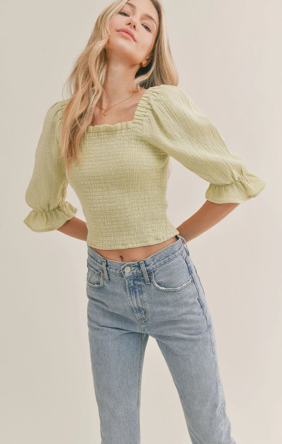 By The Shore Smocked Crop - Sadie & Sage sold by Uforia Muse product image thumbnail 2