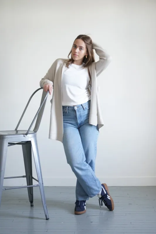 District Cardi- Lt Grey- Pink Martini sold by Uforia Muse