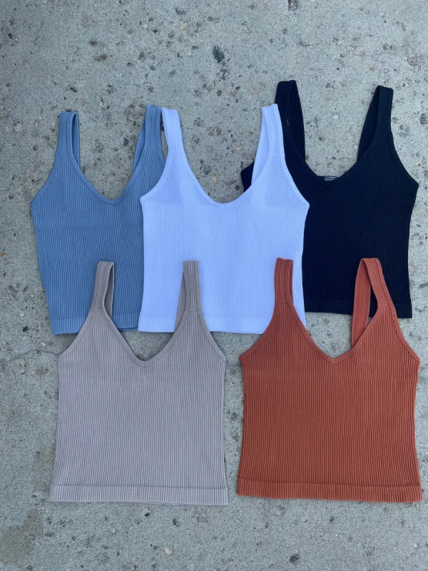 V-Neck Rib Crop Tank sold by Uforia Muse