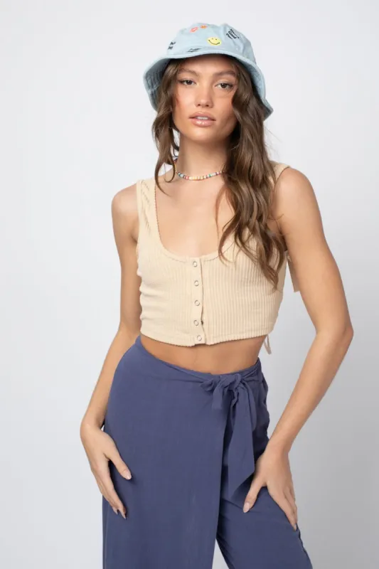 Snap Front Crop Tank- 2 Colours sold by Uforia Muse