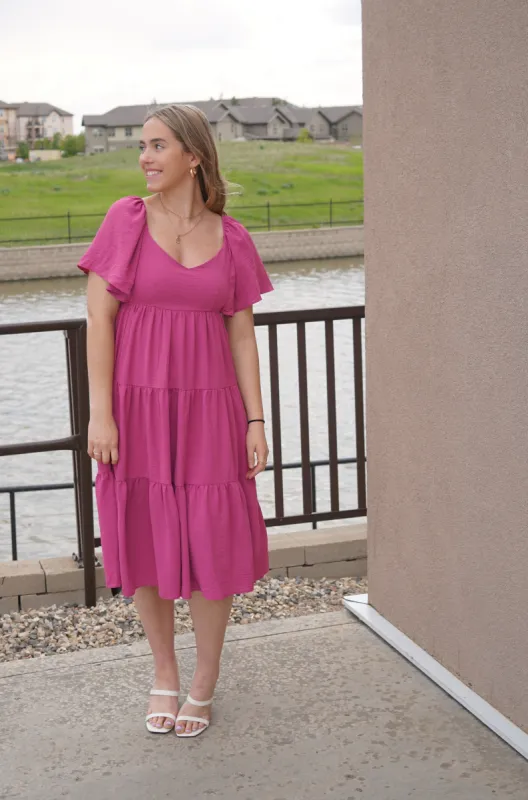 Tallulah Tier Dress-Mauve sold by Uforia Muse