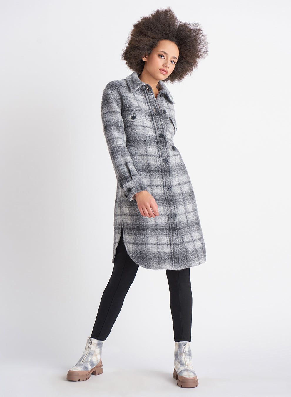 Karla Plaid Shacket-Grey- Dex sold by Uforia Muse product image thumbnail 4