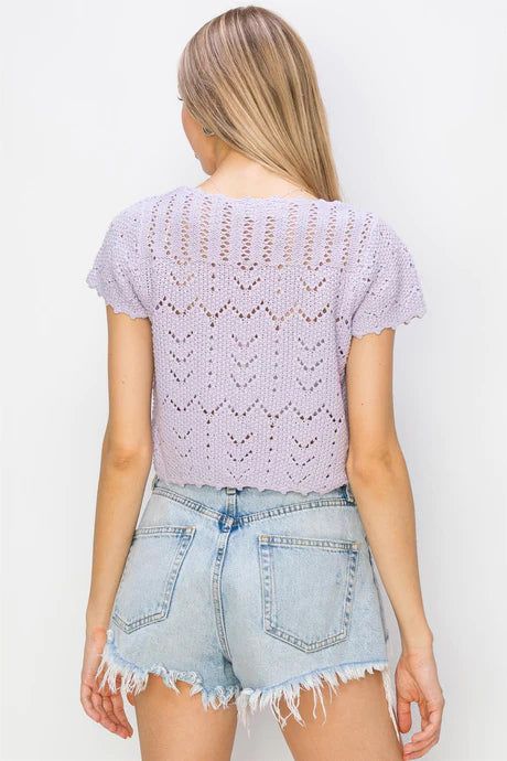 Lavender Crochet Cardigan sold by Uforia Muse product image thumbnail 3
