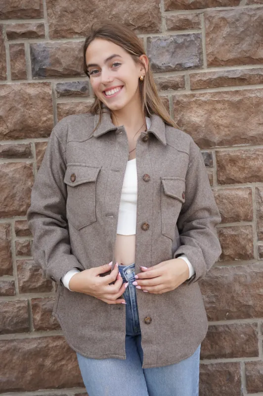 Lola Shacket- Coco Brown sold by Uforia Muse