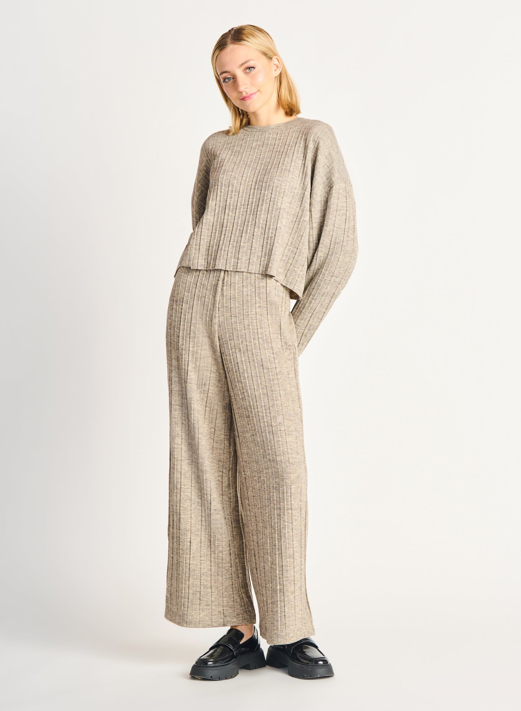 Wide Ribbed Knit Pant - Dex sold by Uforia Muse product image thumbnail 2