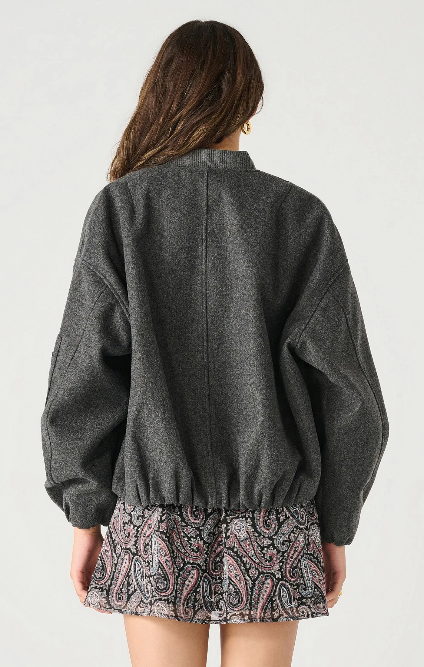 Oversized Wool Bomber- Dex sold by Uforia Muse product image thumbnail 3