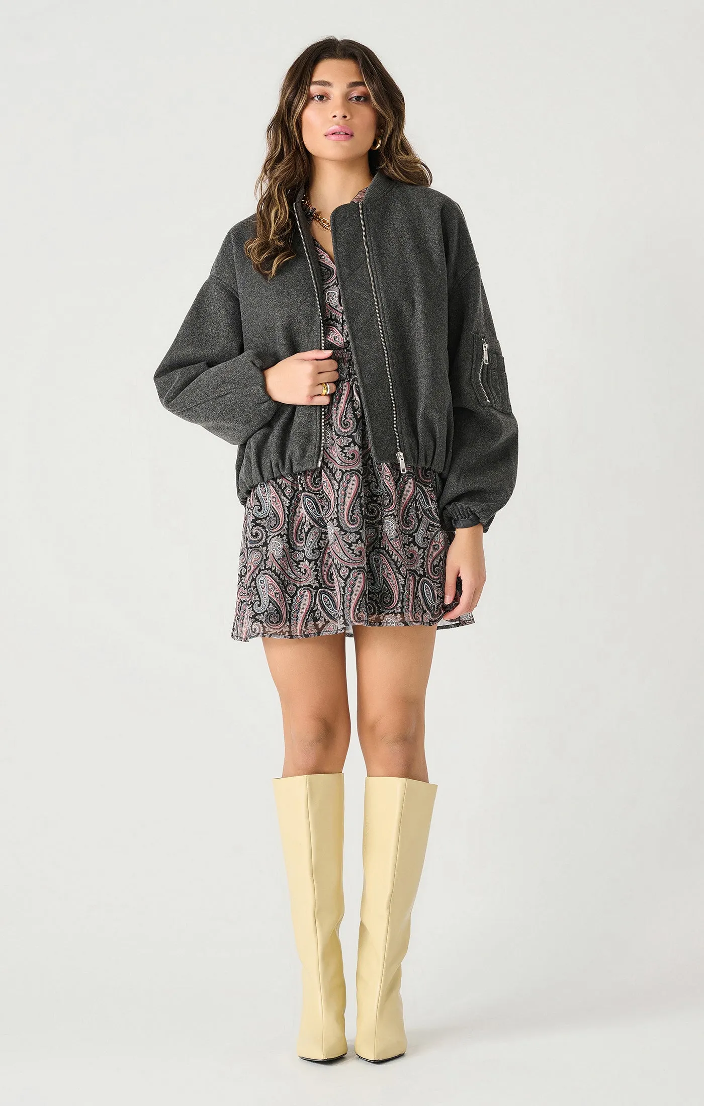 Oversized Wool Bomber- Dex sold by Uforia Muse product image thumbnail 2