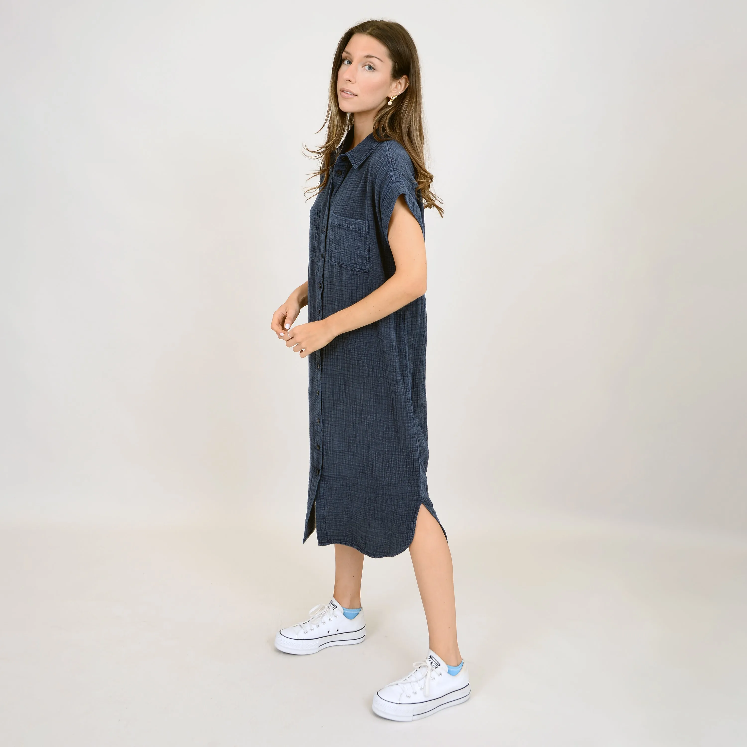 Aira Gauze Shirt Dress- INK - RD Style sold by Uforia Muse product image thumbnail 2