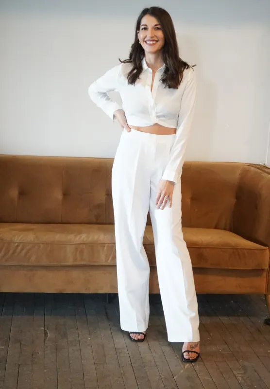 Kira-Mellie HW Trouser Pant-White- Only sold by Uforia Muse