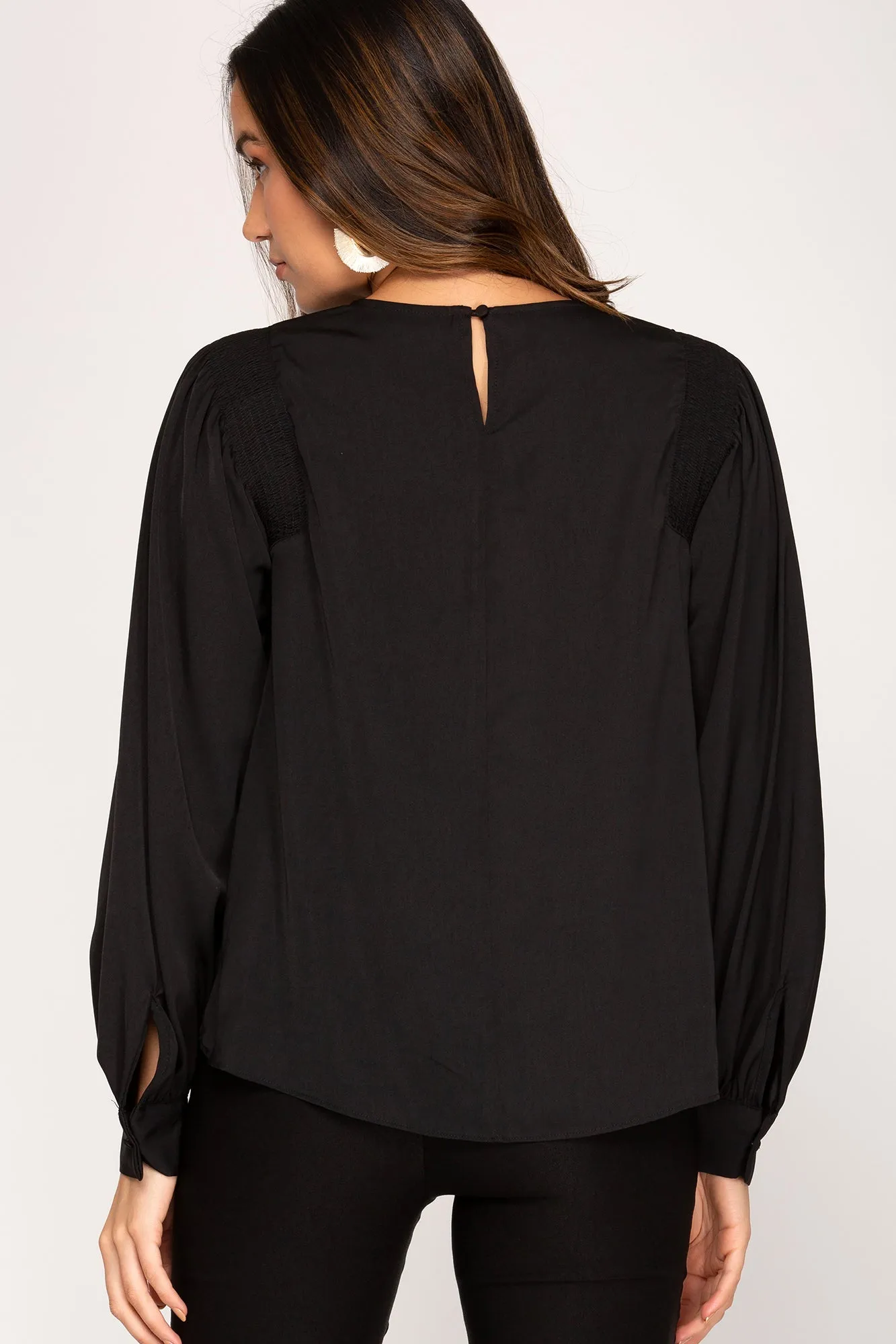 Jewel Satin Blouse- Black sold by Uforia Muse product image thumbnail 2