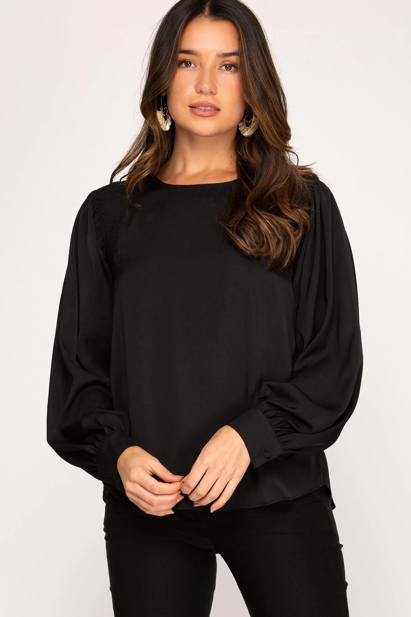 Jewel Satin Blouse- Black sold by Uforia Muse