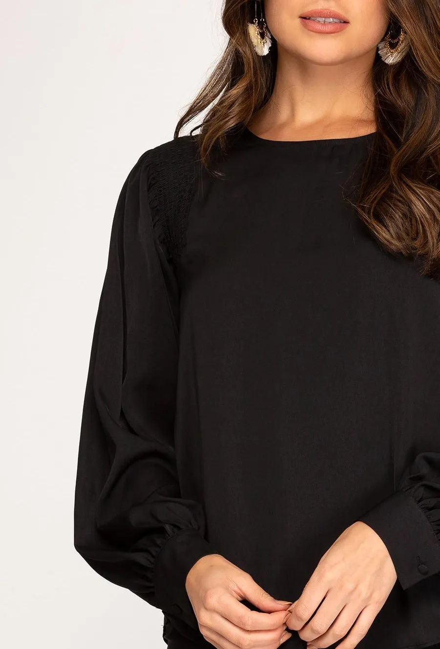 Jewel Satin Blouse- Black sold by Uforia Muse product image thumbnail 3
