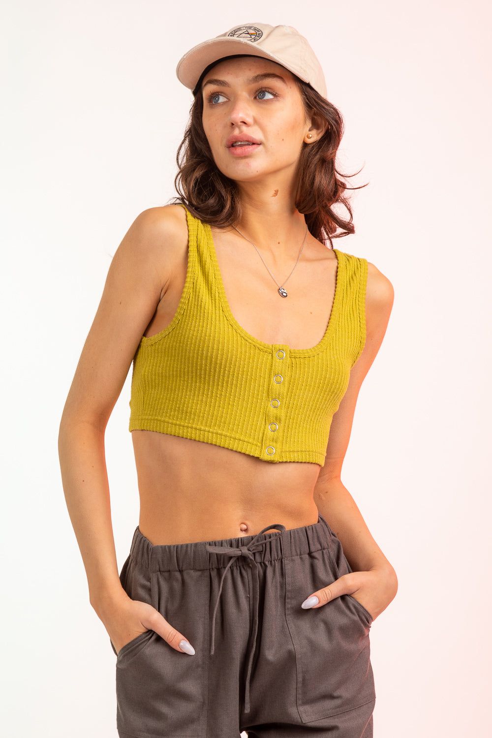 Snap Front Crop Tank- 2 Colours sold by Uforia Muse product image thumbnail 2