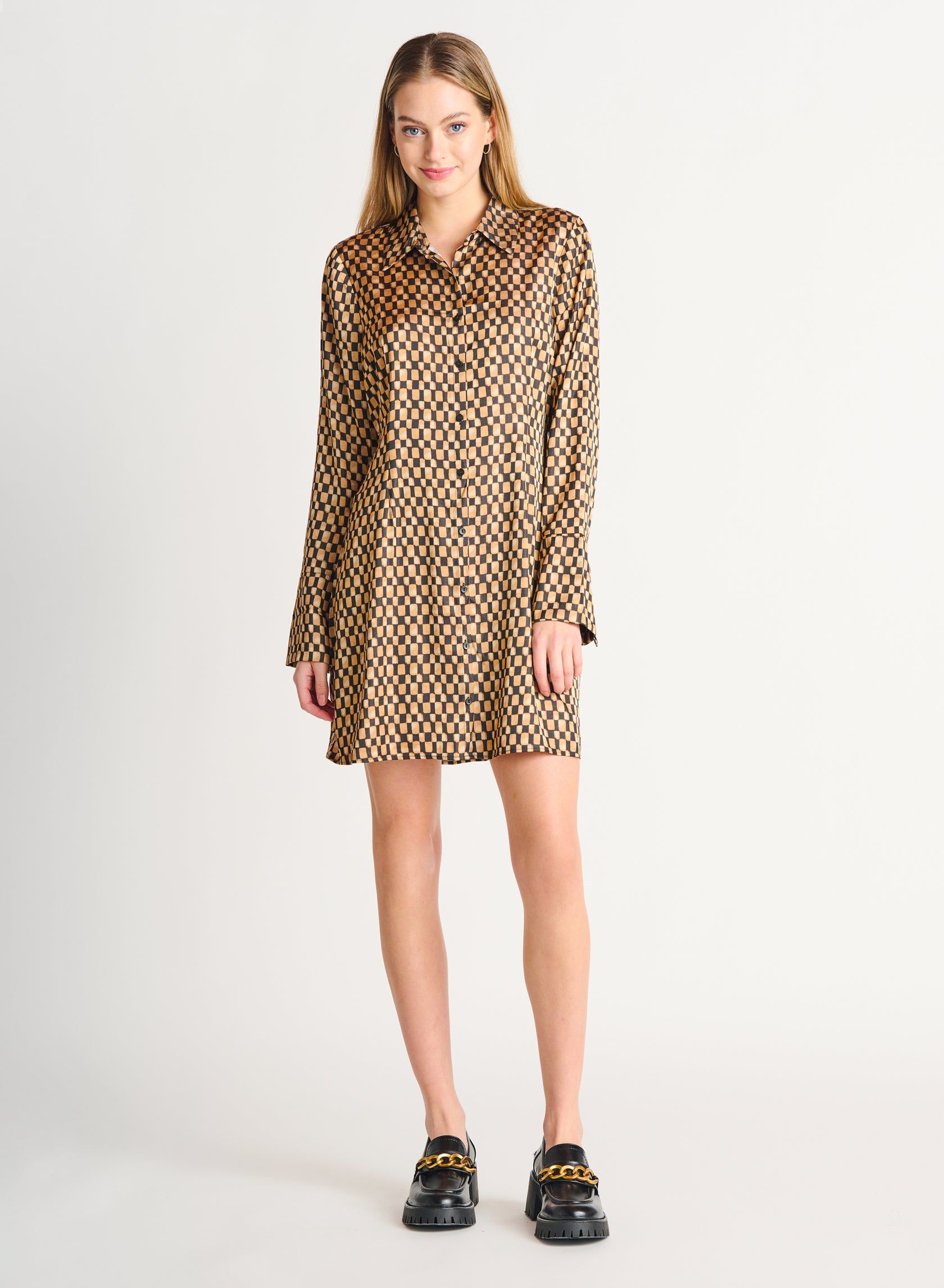 Gold Geo Print Dress sold by Uforia Muse product image thumbnail 2