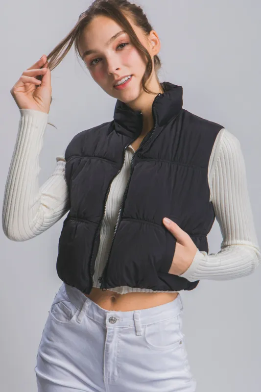 Keepin Up Crop Puff Vest- 2 Colours! sold by Uforia Muse