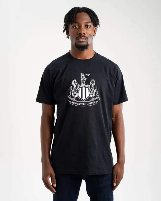 Newcastle United Men's Black Raglan Crest T-Shirt sold by Newcastle United