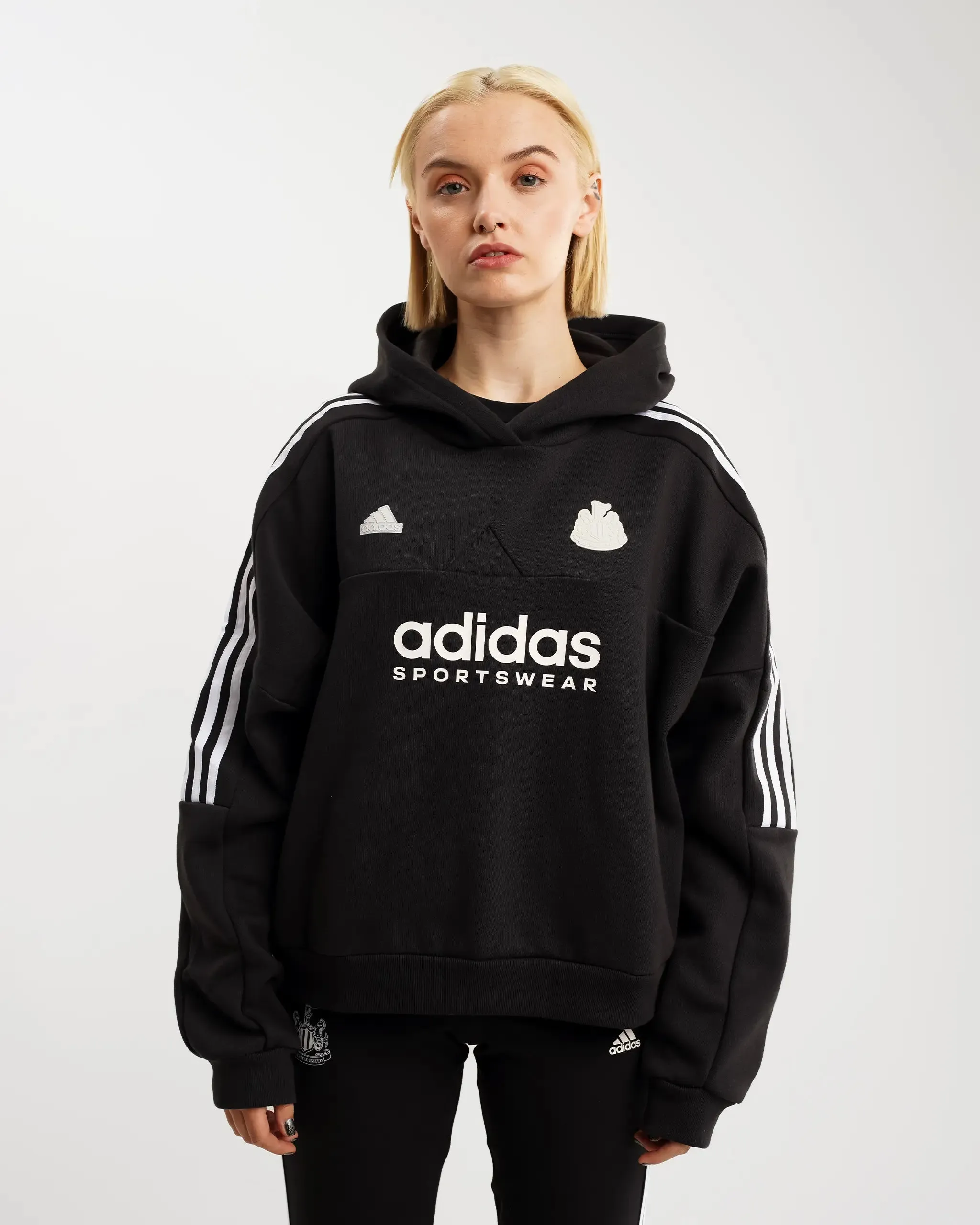Newcastle United adidas Women's Tiro Cut 3-Stripes Black Fleece Hoodie sold by Newcastle United product image thumbnail 2