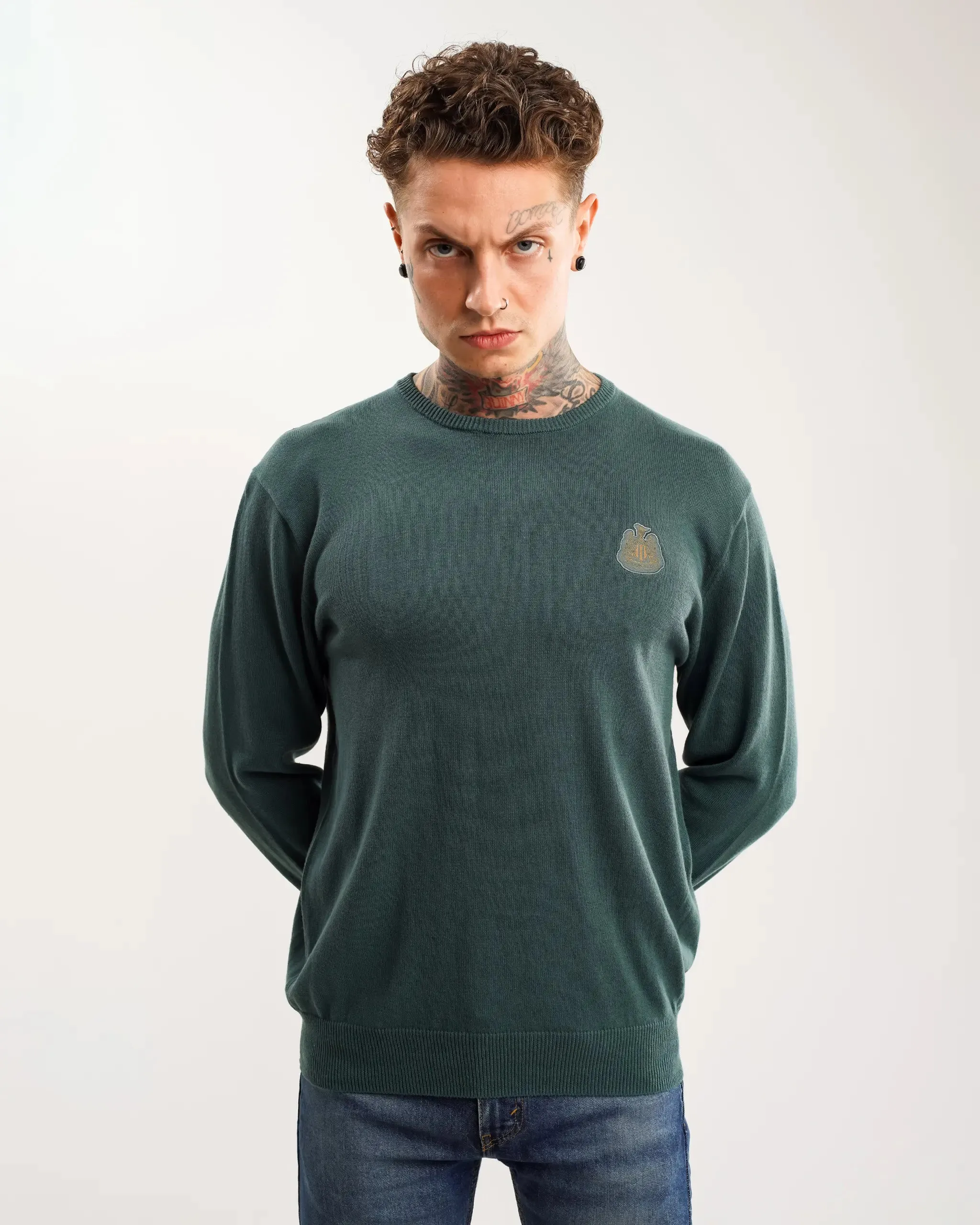 Newcastle United Men's Khaki Crew Neck Knit Sweater sold by Newcastle United product image thumbnail 2