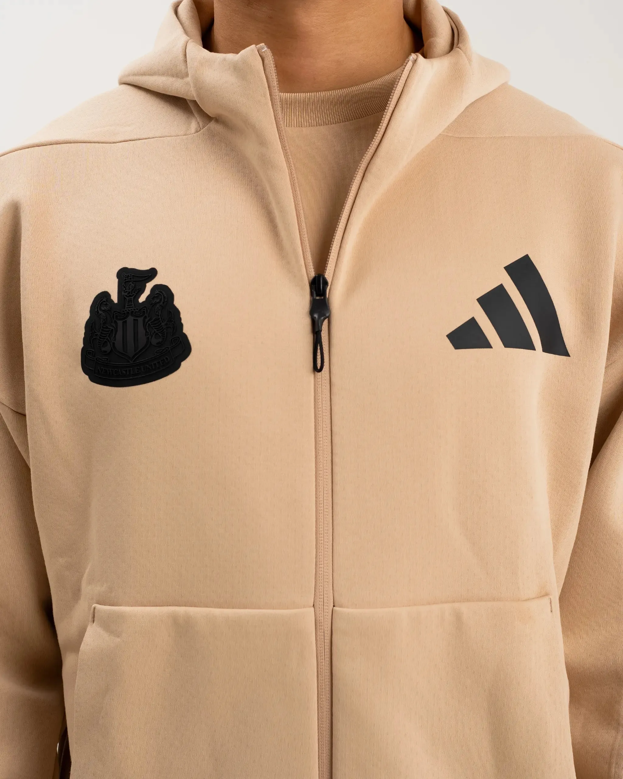Newcastle United adidas Men's Z.N.E. Beige Full Zip Hoodie sold by Newcastle United product image thumbnail 3