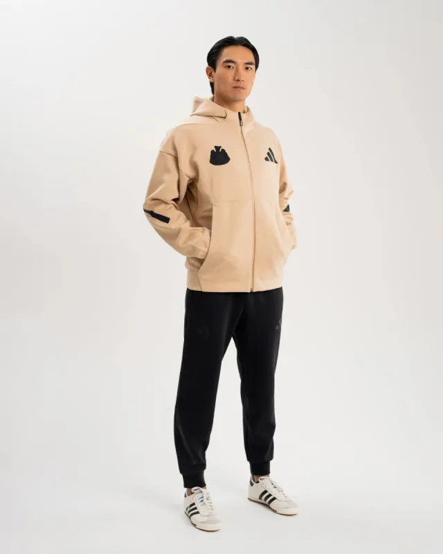 Newcastle United adidas Men's Z.N.E. Beige Full Zip Hoodie made by Adidas