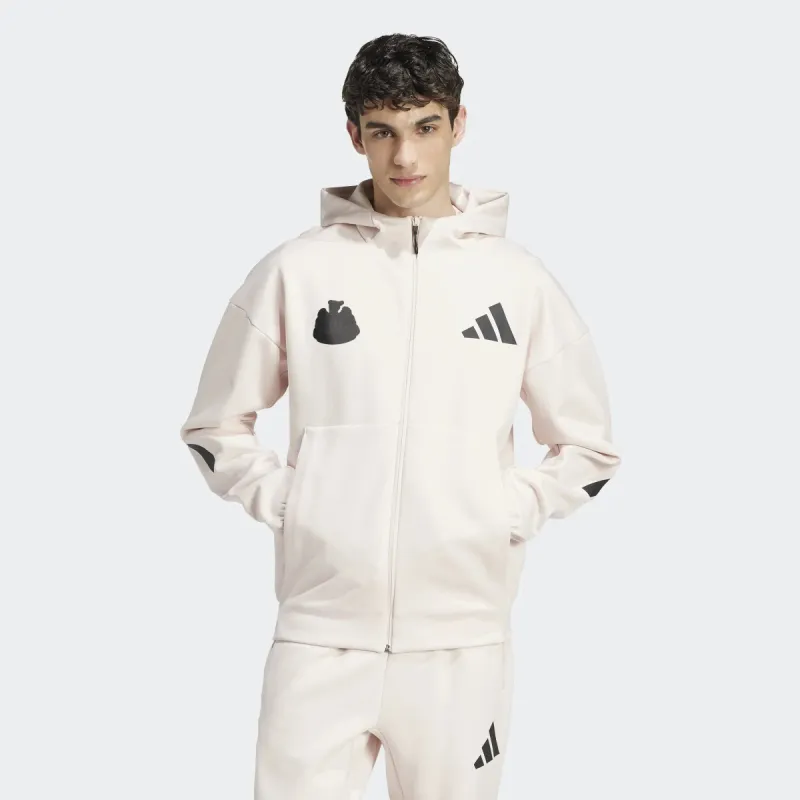 Newcastle United adidas Men's Z.N.E. White Full Zip Hoodie