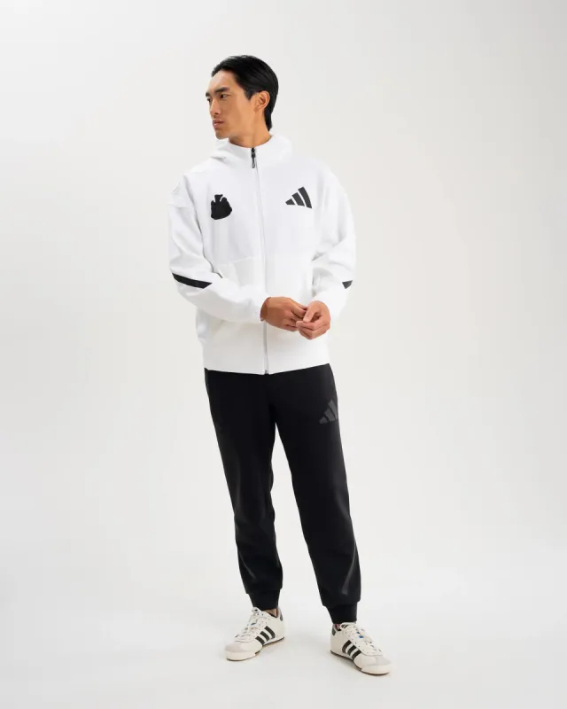 Newcastle United adidas Men's Z.N.E. White Full Zip Hoodie made by Adidas