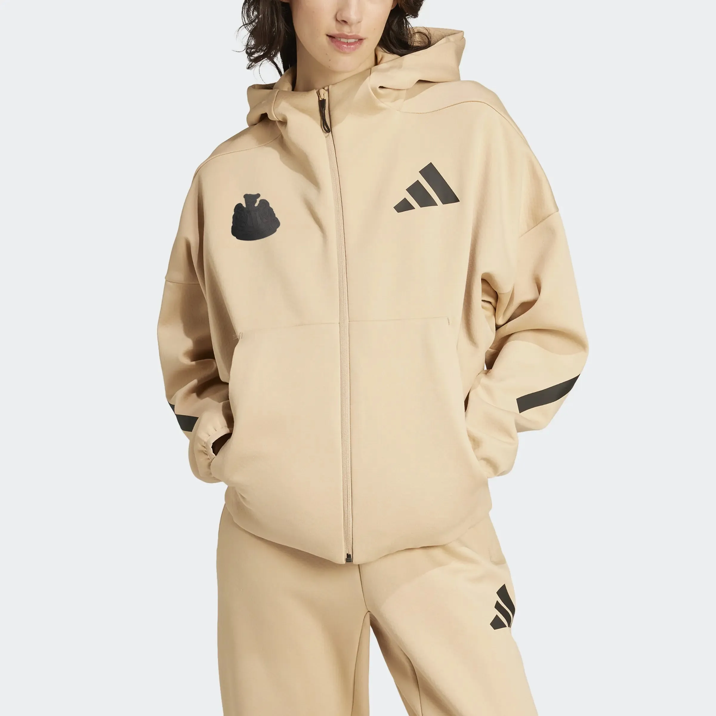 Newcastle United adidas Women's Z.N.E. Beige Full Zip Hoodie sold by Newcastle United product image thumbnail 4