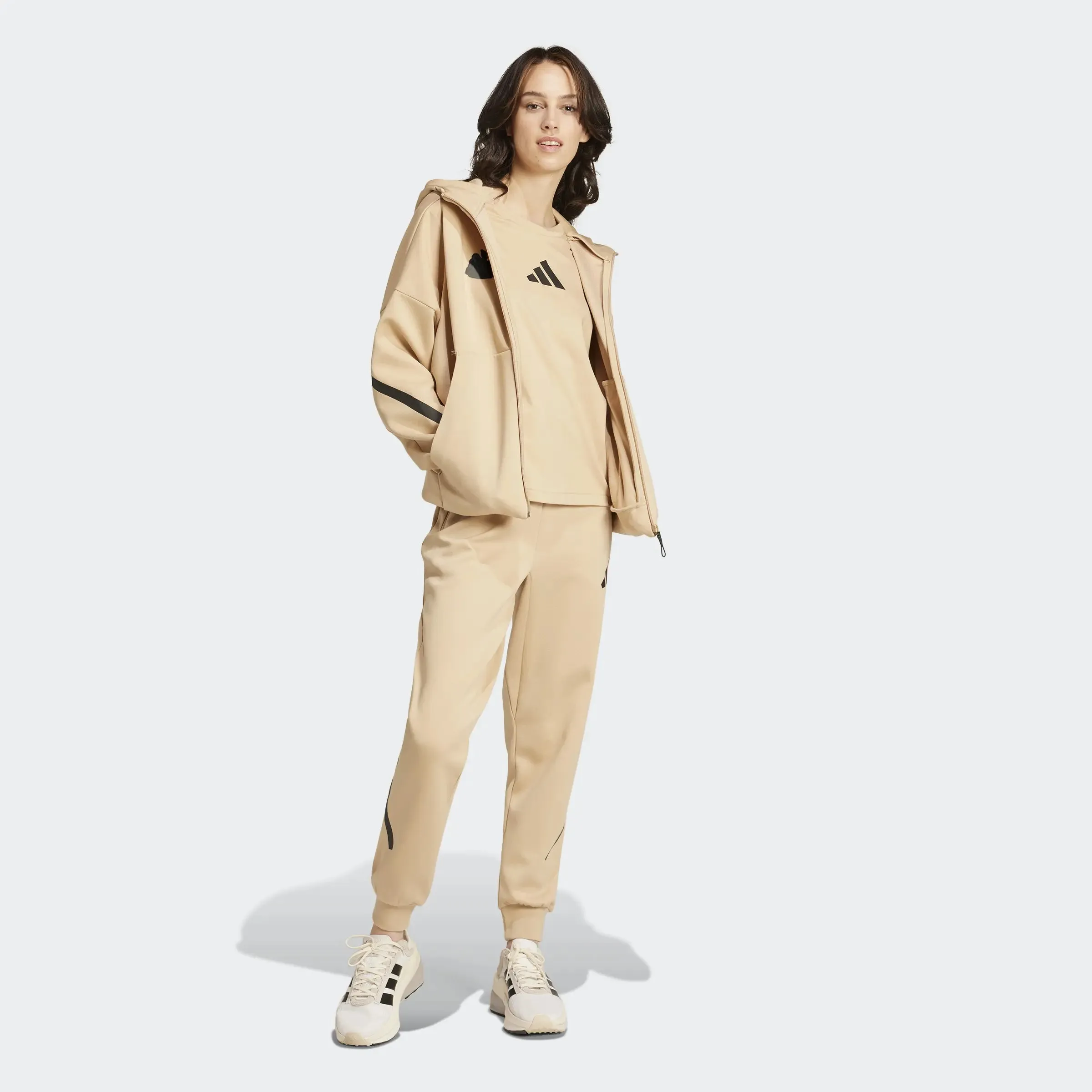 Newcastle United adidas Women's Z.N.E. Beige Full Zip Hoodie sold by Newcastle United product image thumbnail 2