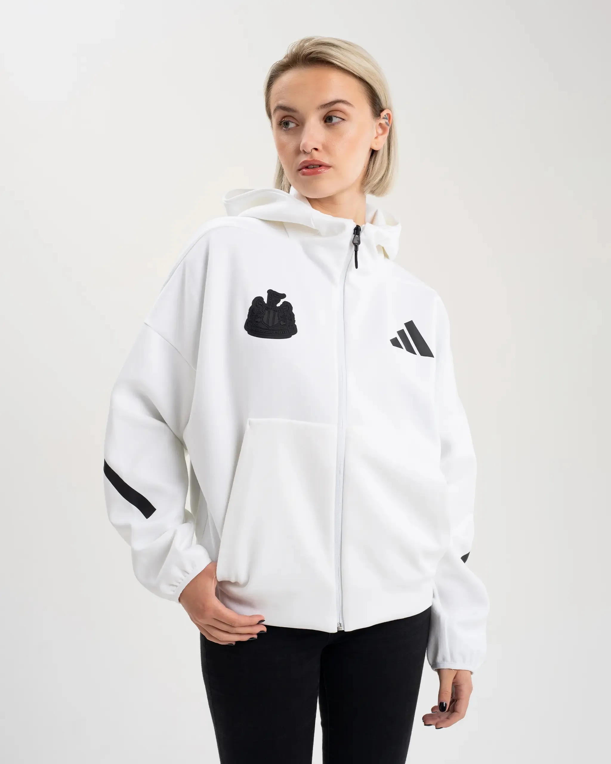Newcastle United adidas Women's Z.N.E. White Full Zip Hoodie sold by Newcastle United product image thumbnail 2