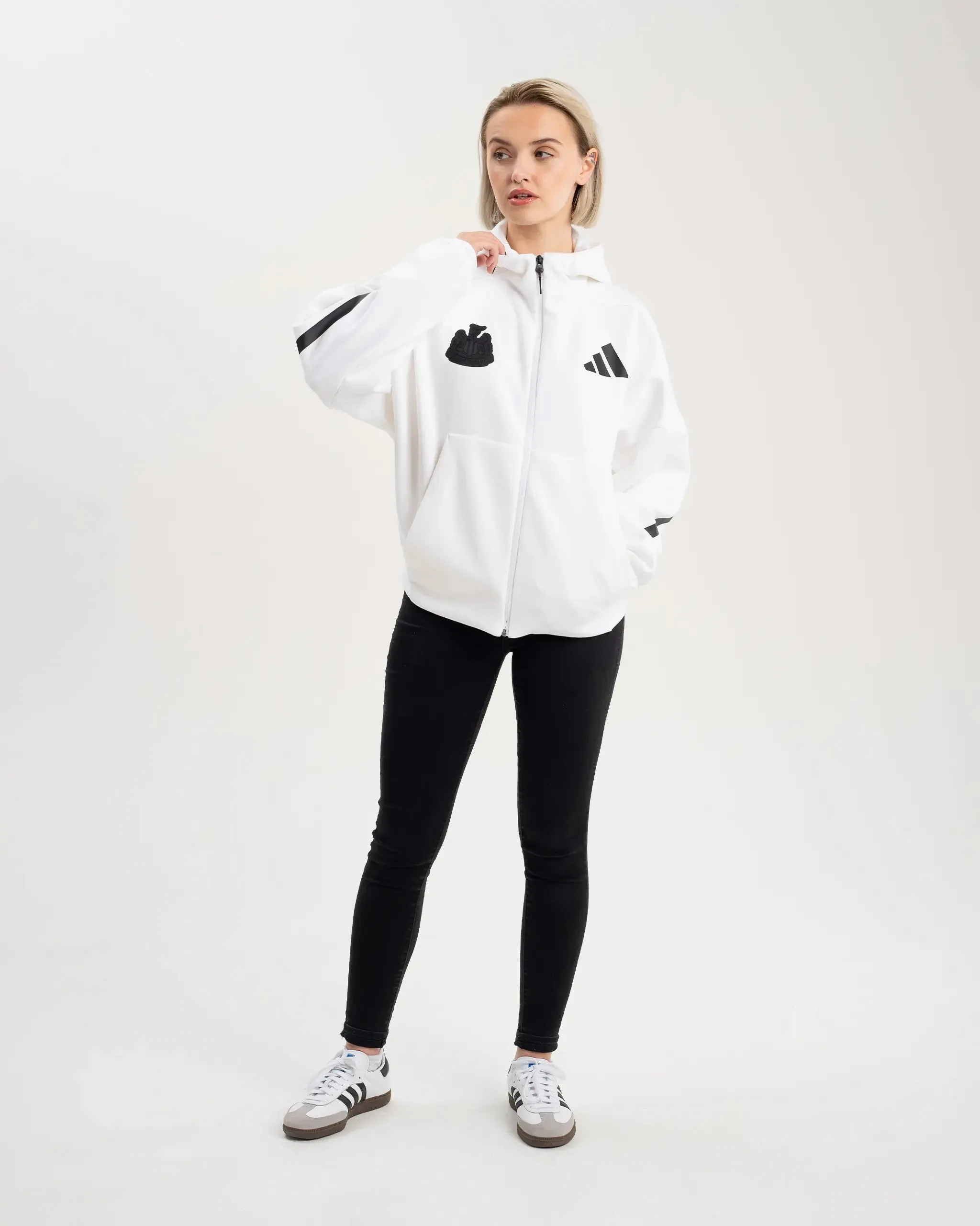 Newcastle United adidas Women's Z.N.E. White Full Zip Hoodie sold by Newcastle United