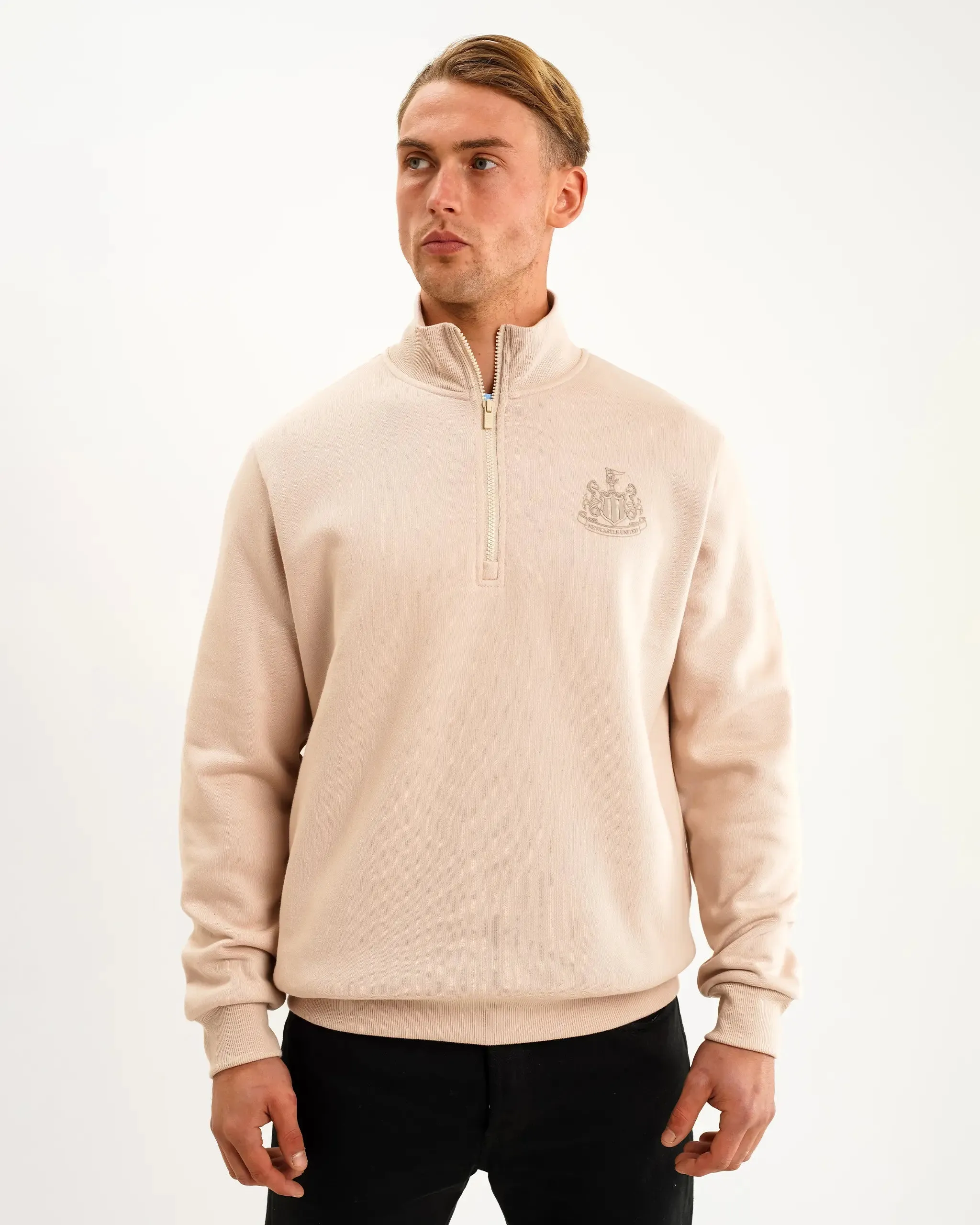 Newcastle United Men's Oat 1/4 Zip Sweatshirt sold by Newcastle United product image thumbnail 2