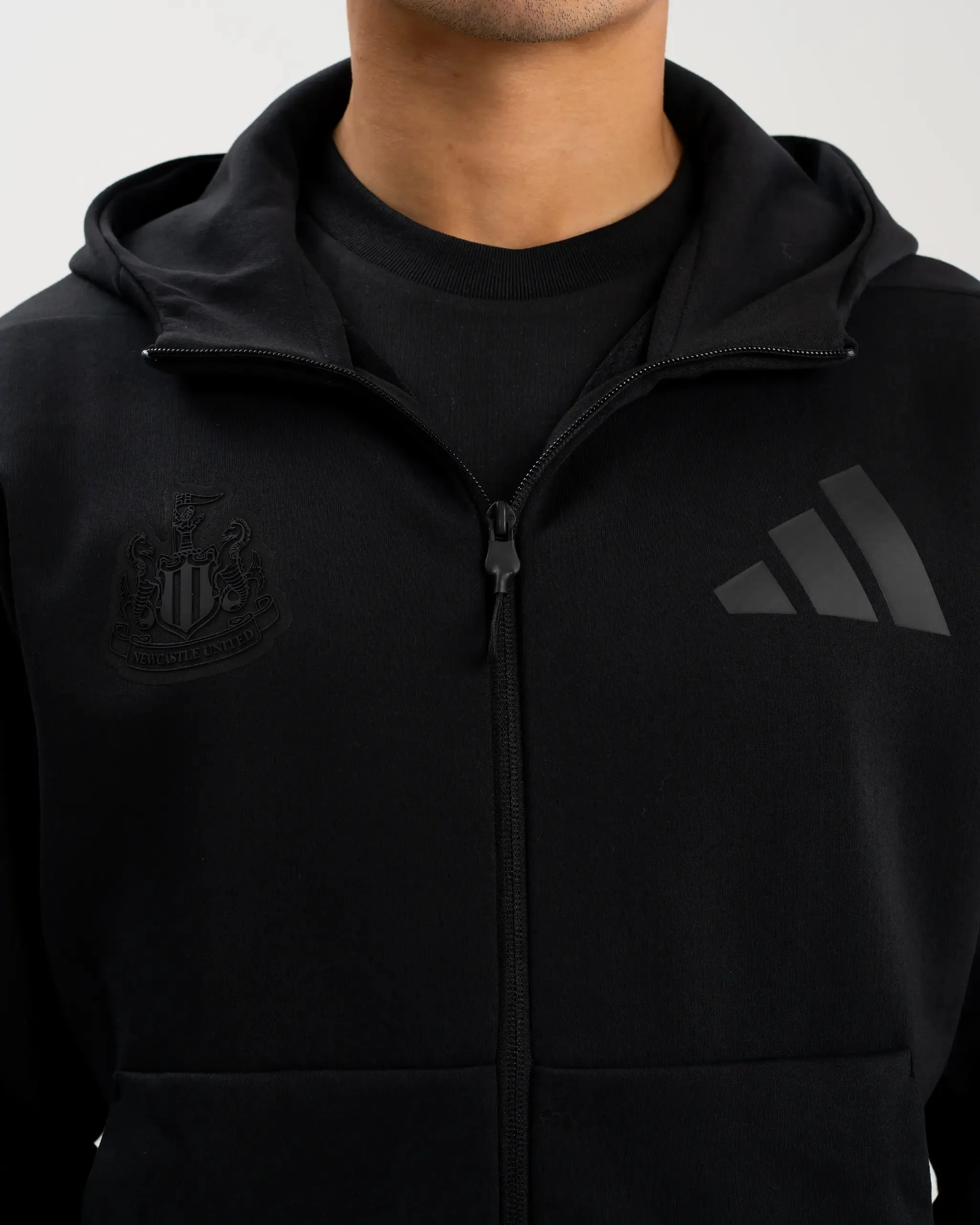 Newcastle United adidas Men's Z.N.E. Black Full Zip Hoodie sold by Newcastle United product image thumbnail 3