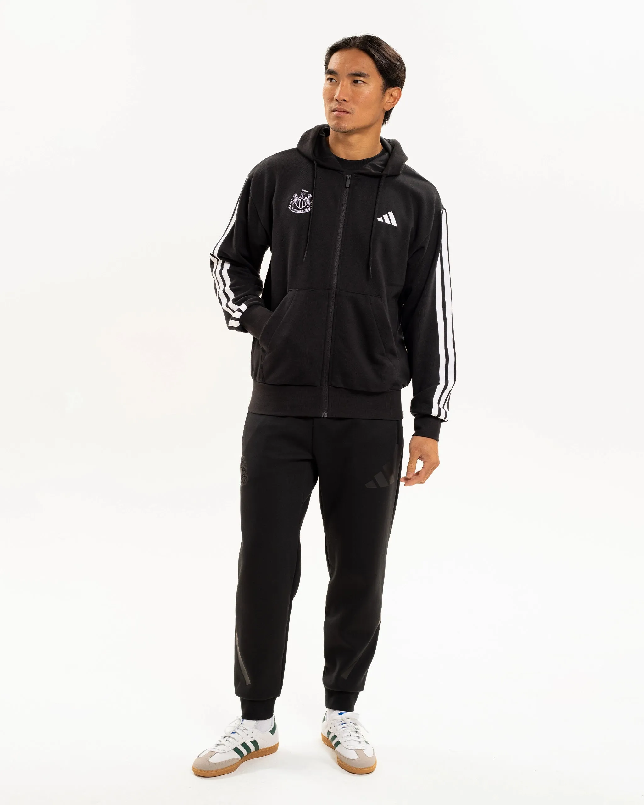 Newcastle United adidas Men's 3-Stripe Black Full Zip Hoodie sold by Newcastle United