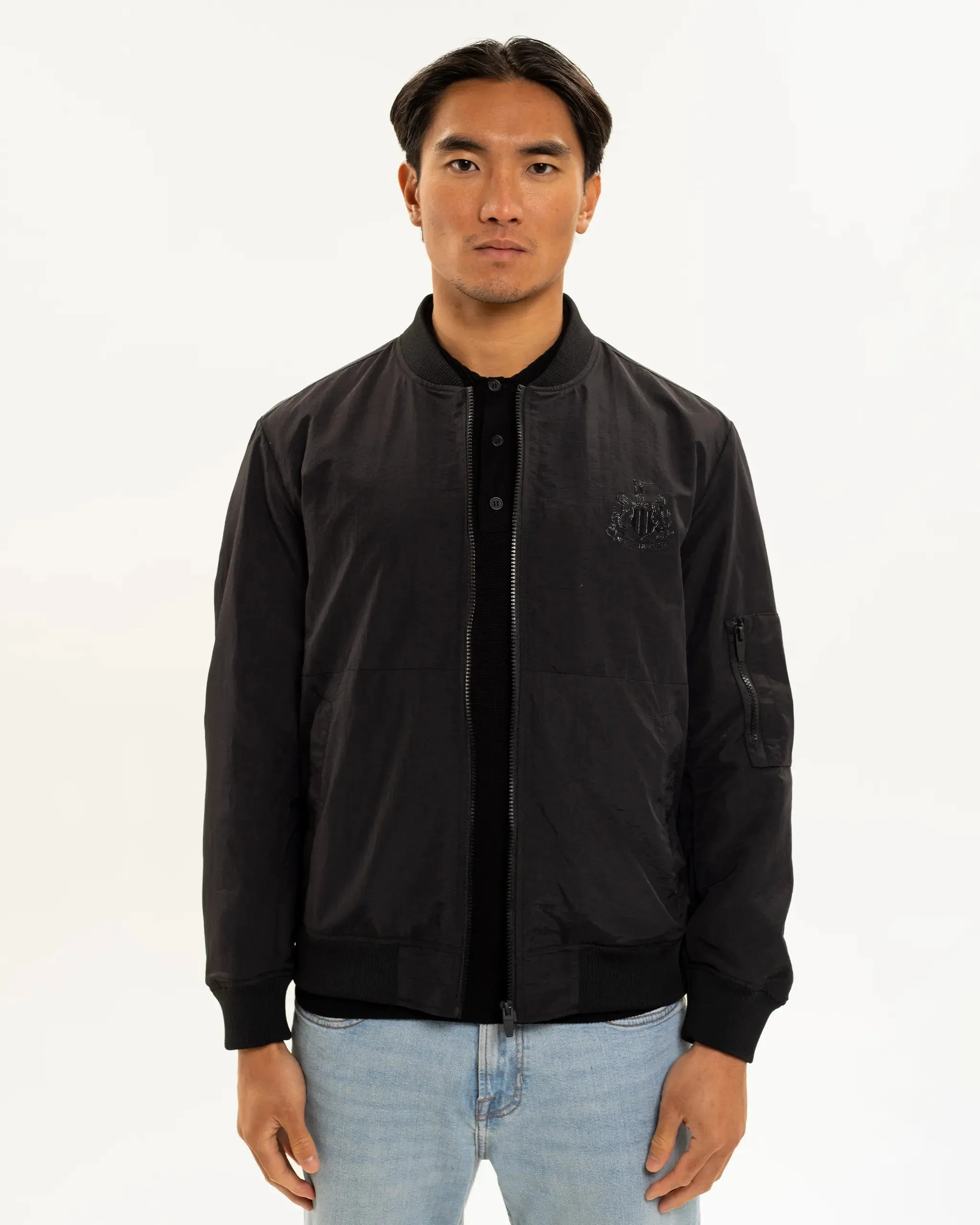 Newcastle United Men's Black Nylon Bomber Jacket sold by Newcastle United product image thumbnail 2