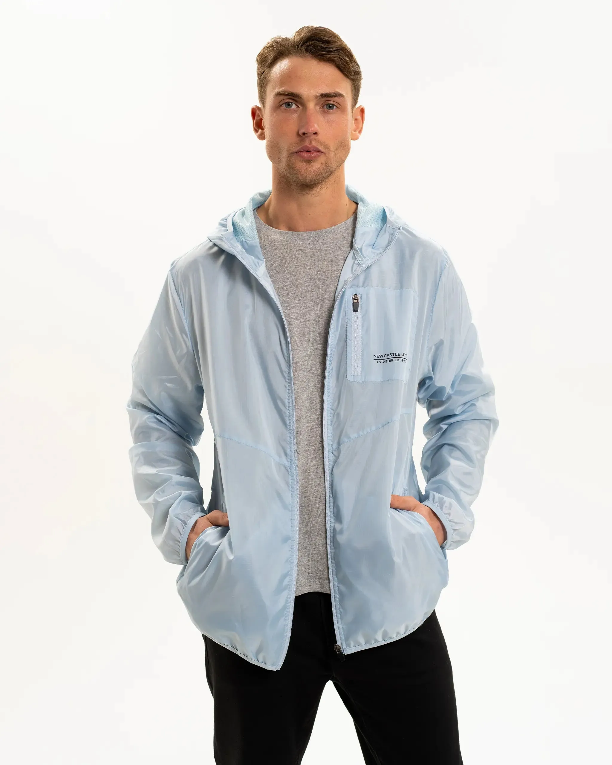 Newcastle United Men's Lightweight Light Blue Hooded Jacket sold by Newcastle United product image thumbnail 3